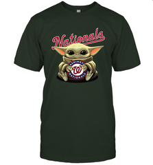 Baby Yoda Hugs Loves The Washington Nationals Baseball Mens T-Shirt Mens T-Shirt - VeigarTee