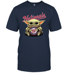 Baby Yoda Hugs Loves The Washington Nationals Baseball Mens T-Shirt