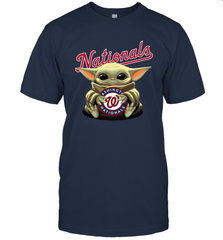 Baby Yoda Hugs Loves The Washington Nationals Baseball Mens T-Shirt Mens T-Shirt - VeigarTee