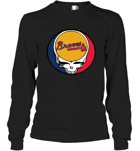 Atlanta Braves Grateful Dead Steal Your Face Baseball Adult Long Sleeve T-Shirt Adult Long Sleeve T-Shirt / Black / S Adult Long Sleeve T-Shirt - VeigarTee