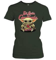 Baby Yoda Hugs Loves The St Louis Cardinals Baseball Womens T-Shirt Womens T-Shirt - VeigarTee