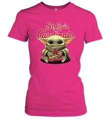 Baby Yoda Hugs Loves The St Louis Cardinals Baseball Womens T-Shirt Womens T-Shirt - VeigarTee