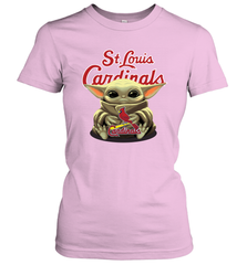 Baby Yoda Hugs Loves The St Louis Cardinals Baseball Womens T-Shirt Womens T-Shirt - VeigarTee