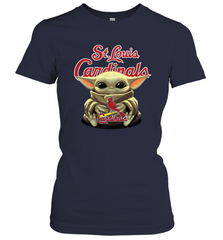 Baby Yoda Hugs Loves The St Louis Cardinals Baseball Womens T-Shirt Womens T-Shirt - VeigarTee