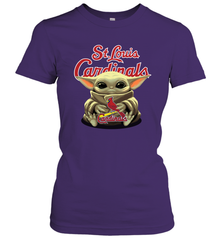Baby Yoda Hugs Loves The St Louis Cardinals Baseball Womens T-Shirt Womens T-Shirt - VeigarTee