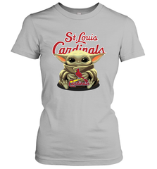 Baby Yoda Hugs Loves The St Louis Cardinals Baseball Womens T-Shirt Womens T-Shirt - VeigarTee