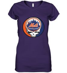 New York Mets Grateful Dead Steal Your Face Baseball Womens V-Neck T-Shirt Womens V-Neck T-Shirt - VeigarTee