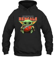 Baby Yoda Loves The Cincinnati Bengals Star Wars Baby Yoda Hugs Bengals NFL Adult Hoodie Sweatshirt Adult Hoodie Sweatshirt - VeigarTee