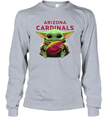 Baby Yoda Loves The Arizona Cardinals Star Wars Baby Yoda Hugs Cardinals NFL Adult Long Sleeve T-Shirt Adult Long Sleeve T-Shirt - VeigarTee