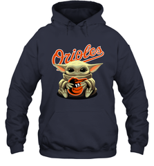 Baby Yoda Hugs Loves The Baltimore Orioles Baseball Adult Hoodie Sweatshirt Adult Hoodie Sweatshirt - VeigarTee