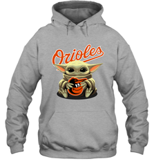 Baby Yoda Hugs Loves The Baltimore Orioles Baseball Adult Hoodie Sweatshirt Adult Hoodie Sweatshirt - VeigarTee