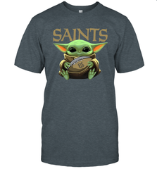 Baby Yoda Loves The New Orleans Saints Star Wars Baby Yoda Hugs Saints NFL Mens T-Shirt Mens T-Shirt - VeigarTee