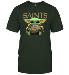 Baby Yoda Loves The New Orleans Saints Star Wars Baby Yoda Hugs Saints NFL Mens T-Shirt Mens T-Shirt - VeigarTee