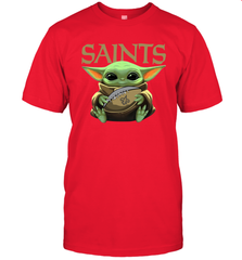 Baby Yoda Loves The New Orleans Saints Star Wars Baby Yoda Hugs Saints NFL Mens T-Shirt Mens T-Shirt - VeigarTee