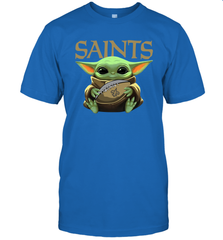 Baby Yoda Loves The New Orleans Saints Star Wars Baby Yoda Hugs Saints NFL Mens T-Shirt Mens T-Shirt - VeigarTee
