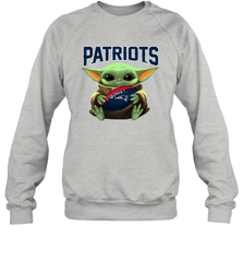 Baby Yoda Loves The New England Patriots Star Wars Baby Yoda Hugs Patriots NFL Adult Sweatshirt Adult Sweatshirt - VeigarTee
