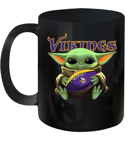 Baby Yoda Loves The Minnesota Vikings Star Wars Baby Yoda Hugs Vikings NFL Ceramic Mug 11oz Ceramic Mug 11oz / Black / 11oz Ceramic Mug 11oz - VeigarTee