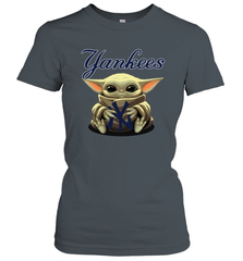 Baby Yoda Hugs Loves The New York Yankees Baseball Womens T-Shirt Womens T-Shirt - VeigarTee