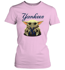 Baby Yoda Hugs Loves The New York Yankees Baseball Womens T-Shirt Womens T-Shirt - VeigarTee