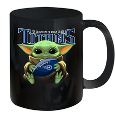 Baby Yoda Loves The Tennessee Titans Star Wars Baby Yoda Hugs Titans NFL Ceramic Mug 11oz Ceramic Mug 11oz - VeigarTee