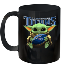 Baby Yoda Loves The Tennessee Titans Star Wars Baby Yoda Hugs Titans NFL Ceramic Mug 11oz Ceramic Mug 11oz - VeigarTee