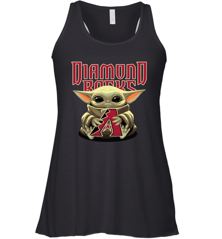 Baby Yoda Hugs Loves The Arizona Diamondbacks Baseball Womens Racerback Tank Top Womens Racerback Tank Top / Black / XS Womens Racerback Tank Top - VeigarTee