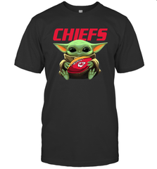 Baby Yoda Loves The Kansas City Chiefs Star Wars Baby Yoda Hugs Chiefs NFL Mens T-Shirt Mens T-Shirt - VeigarTee