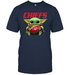 Baby Yoda Loves The Kansas City Chiefs Star Wars Baby Yoda Hugs Chiefs NFL Mens T-Shirt Mens T-Shirt - VeigarTee