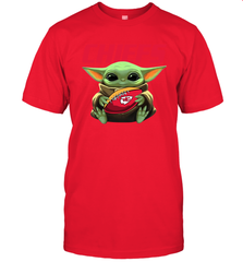 Baby Yoda Loves The Kansas City Chiefs Star Wars Baby Yoda Hugs Chiefs NFL Mens T-Shirt Mens T-Shirt - VeigarTee