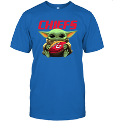 Baby Yoda Loves The Kansas City Chiefs Star Wars Baby Yoda Hugs Chiefs NFL Mens T-Shirt Mens T-Shirt - VeigarTee