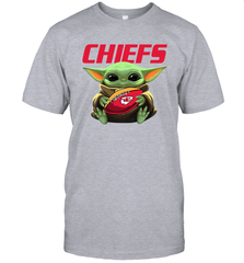 Baby Yoda Loves The Kansas City Chiefs Star Wars Baby Yoda Hugs Chiefs NFL Mens T-Shirt Mens T-Shirt - VeigarTee