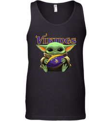 Baby Yoda Loves The Minnesota Vikings Star Wars Baby Yoda Hugs Vikings NFL Mens Tank Top