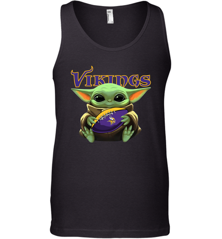 Baby Yoda Loves The Minnesota Vikings Star Wars Baby Yoda Hugs Vikings NFL Mens Tank Top Mens Tank Top / Black / XS Mens Tank Top - VeigarTee