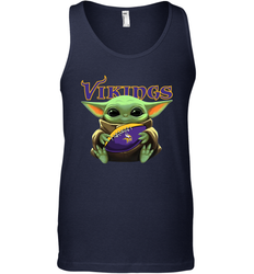 Baby Yoda Loves The Minnesota Vikings Star Wars Baby Yoda Hugs Vikings NFL Mens Tank Top