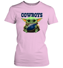 Baby Yoda Loves The Dallas Cowboys Star Wars Baby Yoda Hugs Cowboys NFL Womens T-Shirt Womens T-Shirt - VeigarTee