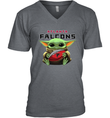 Baby Yoda Loves The Atlanta Falcons Star Wars Baby Yoda Hugs Falcons NFL Mens V-Neck T-Shirt Mens V-Neck T-Shirt - VeigarTee