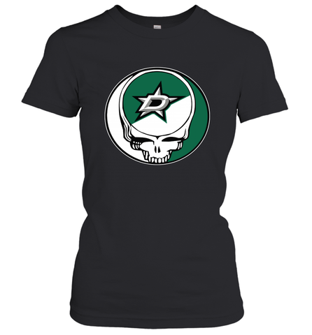 Dallas Stars Grateful Dead Steal Your Face Hockey NHL Womens T-Shirt Womens T-Shirt / Black / XS Womens T-Shirt - VeigarTee