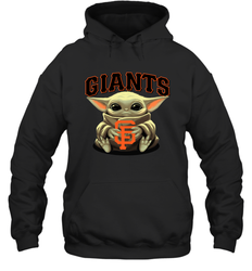 Baby Yoda Hugs Loves The San Francisco GiantsBaseball Adult Hoodie Sweatshirt