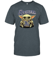 Baby Yoda Hugs Loves The Milwaukee Brewers Baseball Mens T-Shirt Mens T-Shirt - VeigarTee