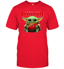 Baby Yoda Loves The Tampa Bay Buccaneers Star Wars Baby Yoda Hugs Buccaneers NFL Mens T-Shirt Mens T-Shirt - VeigarTee