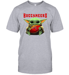 Baby Yoda Loves The Tampa Bay Buccaneers Star Wars Baby Yoda Hugs Buccaneers NFL Mens T-Shirt Mens T-Shirt - VeigarTee
